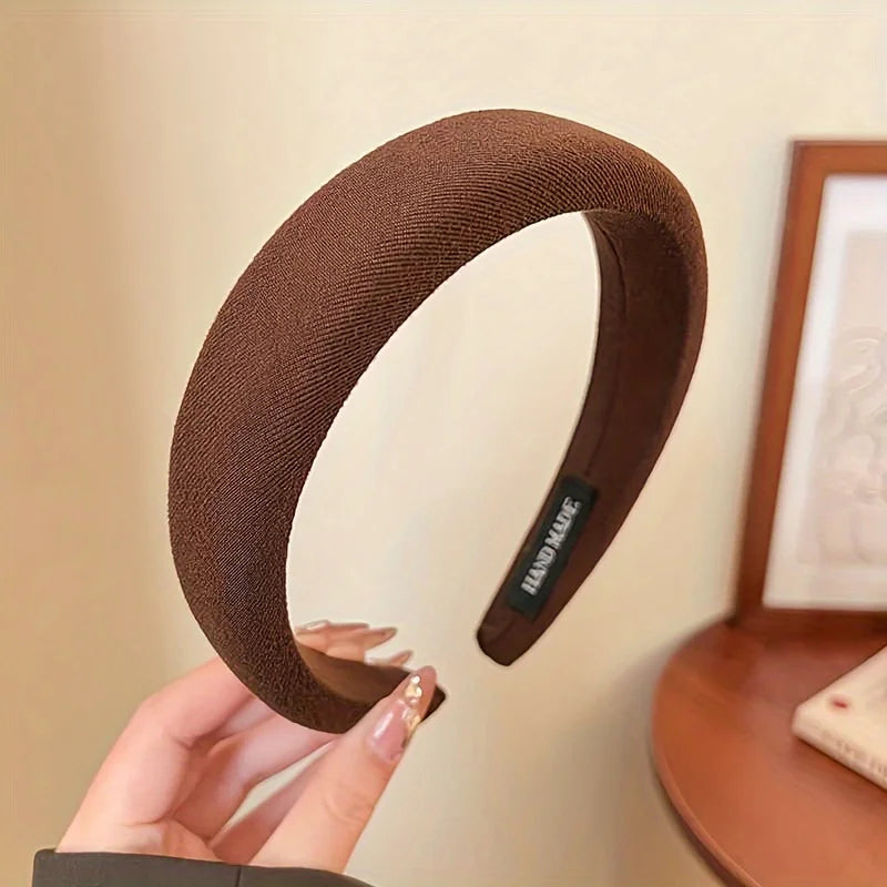Women Solid Color Sponge Headband Wide Edge Hair Band For Face Wash Fashion Accessory by Beauty Bae