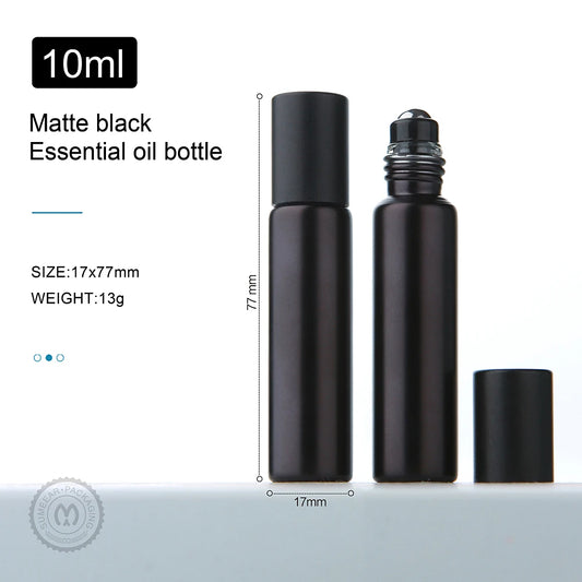 Matte Black 10ml Glass Roller