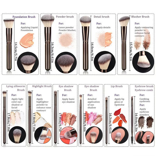 10pc Synthetic Makeup Brushes