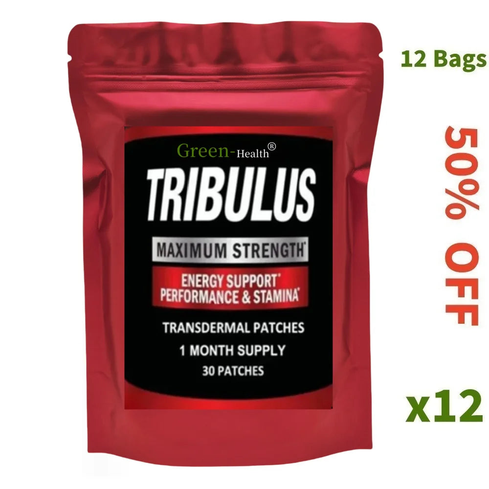 Tribulus Terrestris Extract Transdermal Patches Energy Booster Estrogen Blocker One Month Supply 30 Patches For Fitness by Beauty Bae