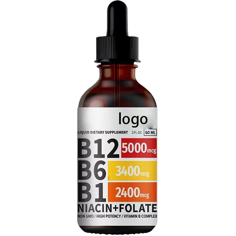 Vitamin B12 B6 B1 Liquid Drops Non GMO Raspberry Flavor for Brain Heart Immune Support Metabolism by Beauty Bae