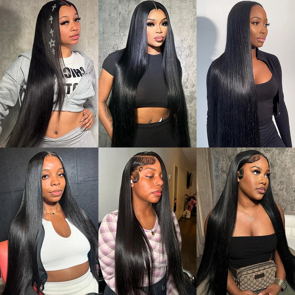 Virgin Brazilian 100 Percent Human Hair Extensions Straight Weave 10A 12A Remy 28 to 40 Inch Natural Black For Women by Beauty Bae