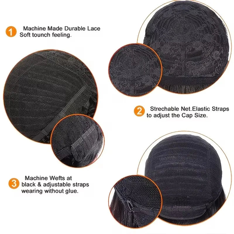 Short Layered Full Machine Made Pixie Wig With Bangs 100 Percent Human Hair Brazilian Remy Daily Wear For Women by Beauty Bae