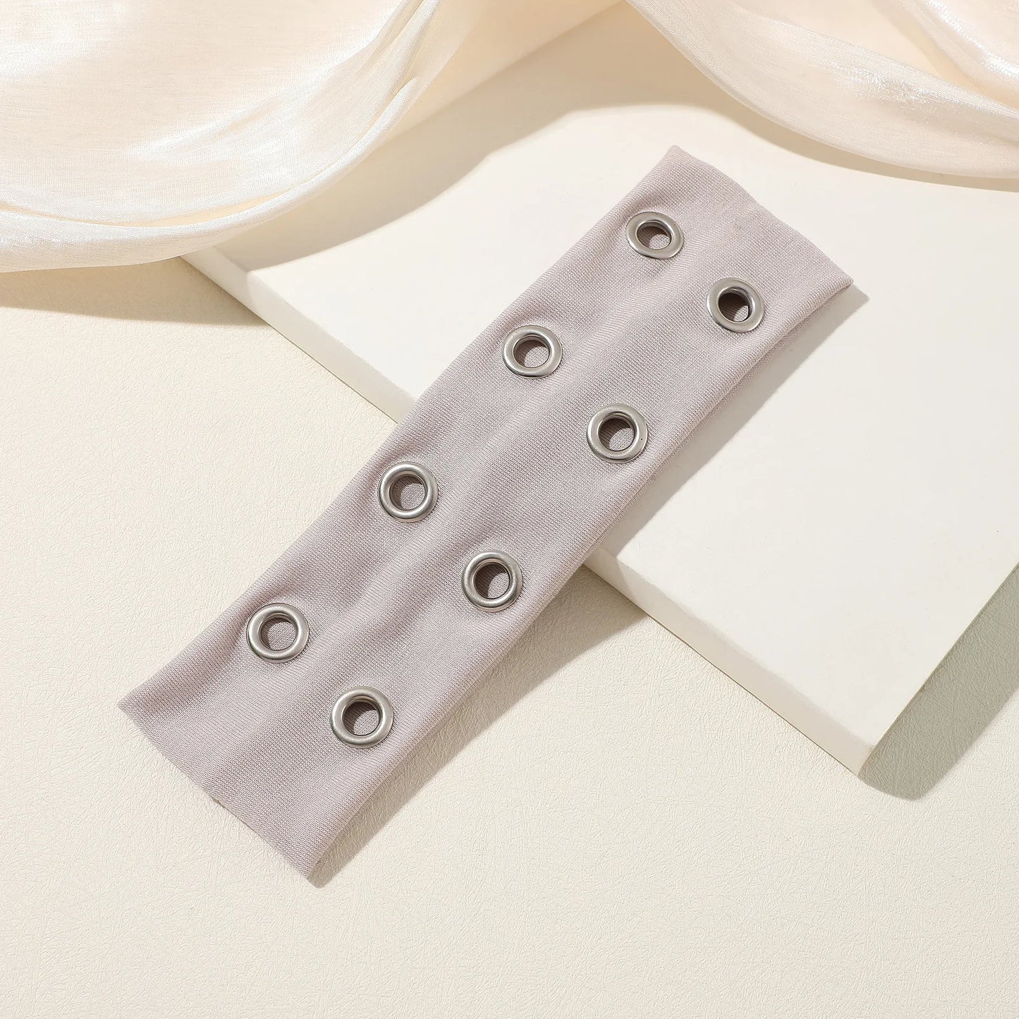 Y2K Hollowed Out Wide Elastic Headband Eyelets Punk Rock Grunge Headwrap Stretchy Headband Women Hair Accessories by Beauty Bae