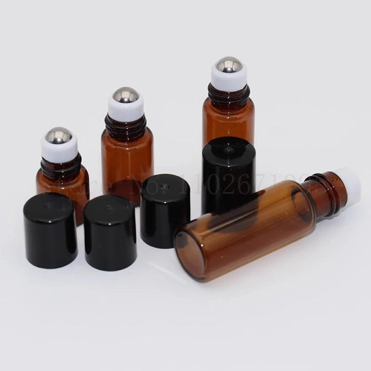 Amber Glass Roll-On Bottles