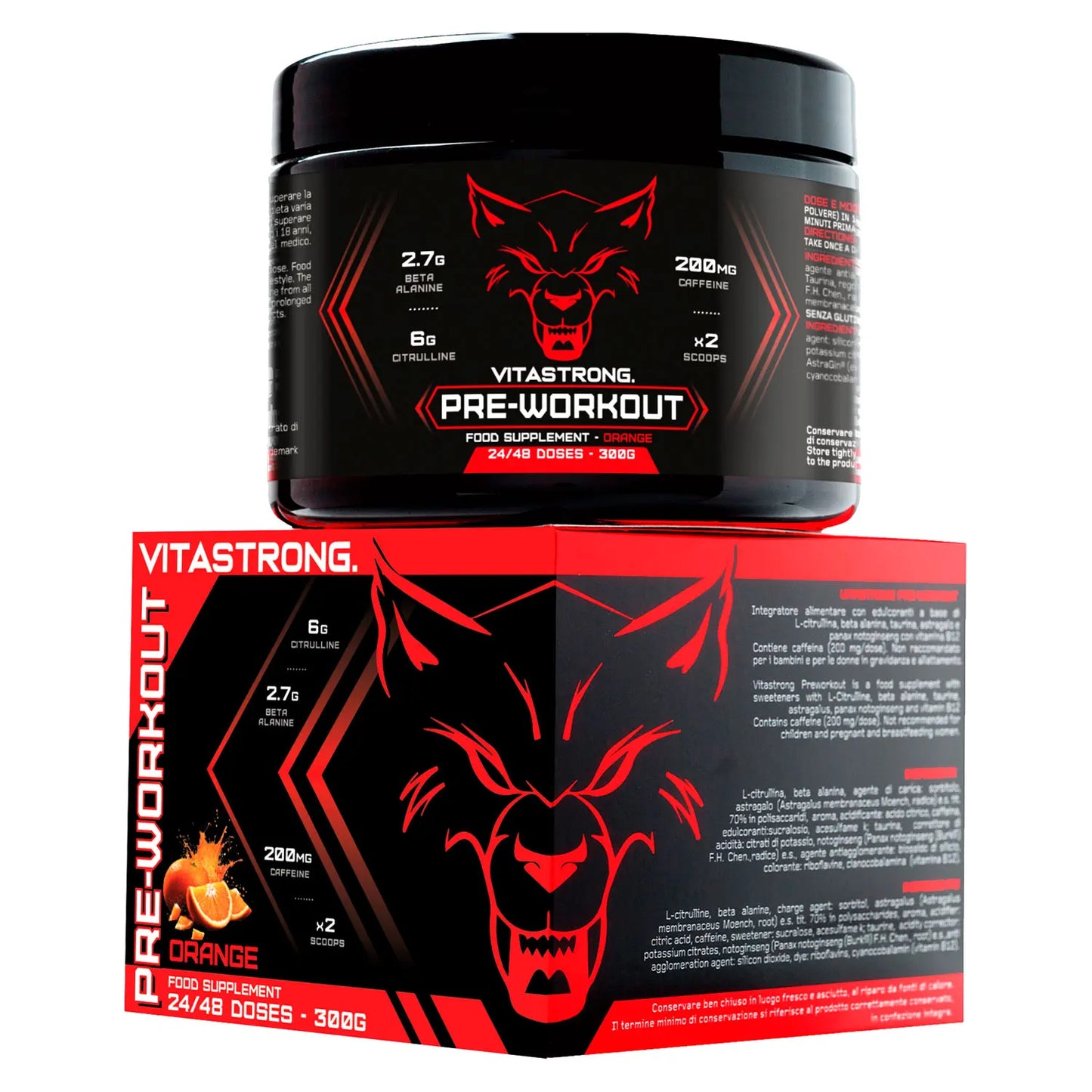 Vegan Pre Workout Powder 300g With L Citrulline Beta Alanine Caffeine Taurine AstraGin Orange Flavor 24 Servings by Beauty Bae
