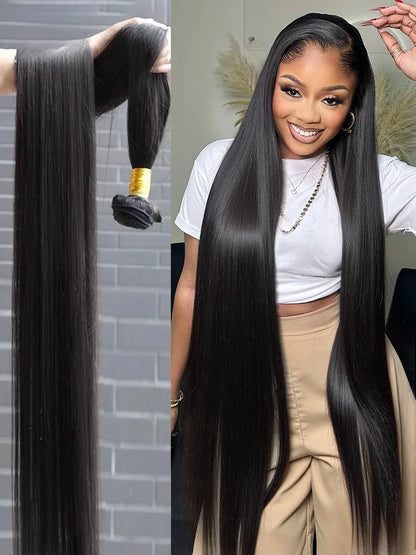 Straight Brazilian Remy Human Hair Bundles For Black Women Natural Looking Extensions Unprocessed Hair 1 3 4 Pieces by Beauty Bae