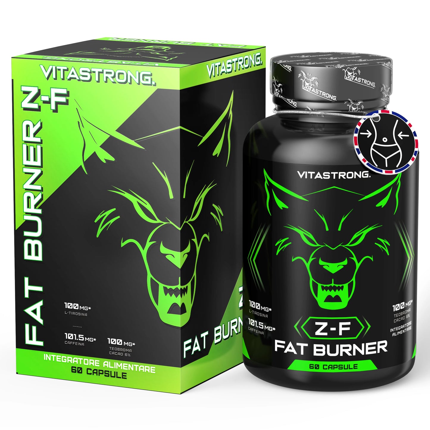 VITASTRONG ZF Fat Burner Capsules Thermogenic Support For Men And Women With Rhodiola Rosea Caffeine Niacin Iodine by Beauty Bae