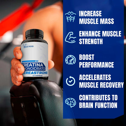 Vitastrong Creatine Monohydrate Tablets 3000 Mg GMO Free 120 Count For Pre Intra And Post Workout by Beauty Bae