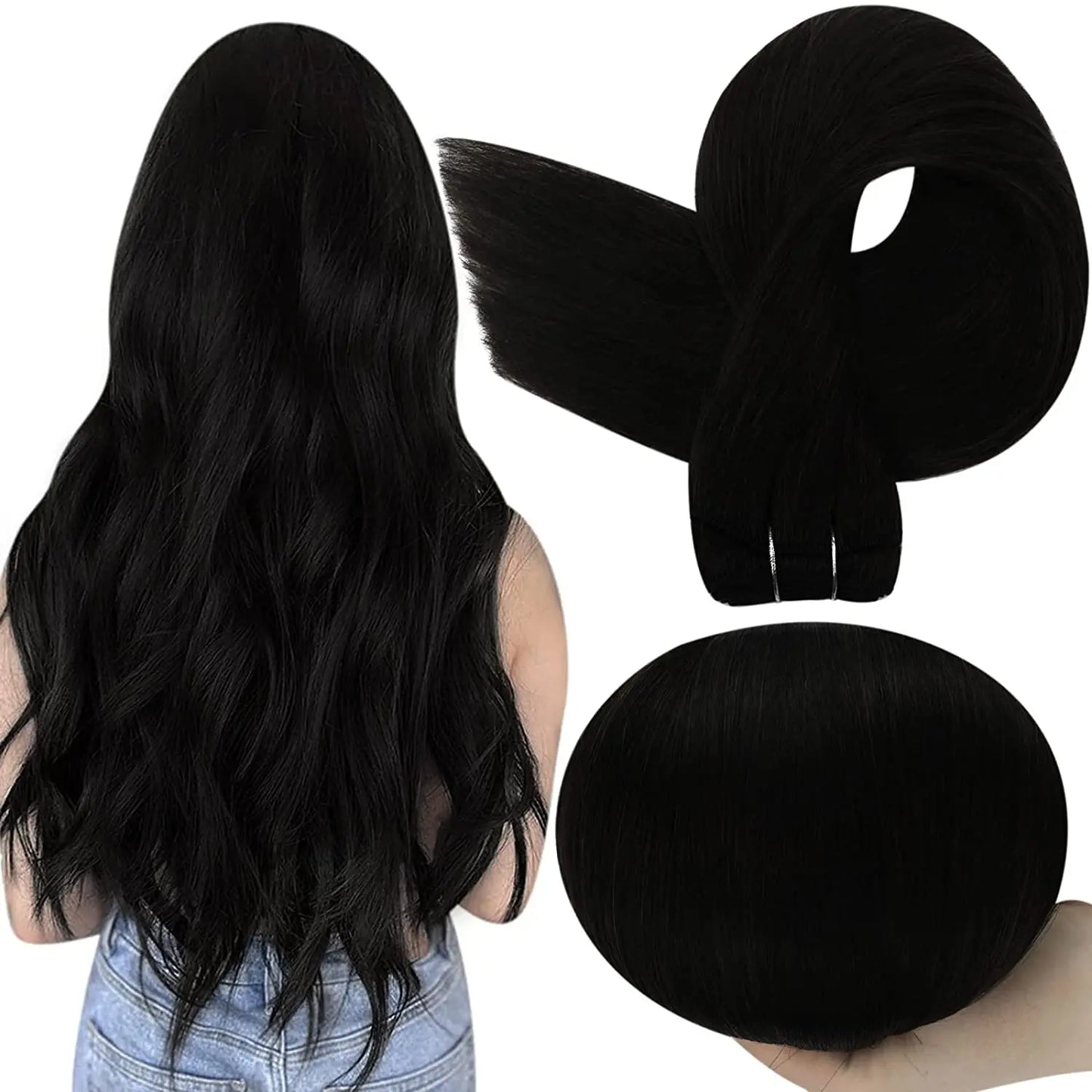 Remy Human Hair Weft Extensions 100g Silky Straight Ombre Blonde Sew in Double Weft for Salon by Beauty Bae
