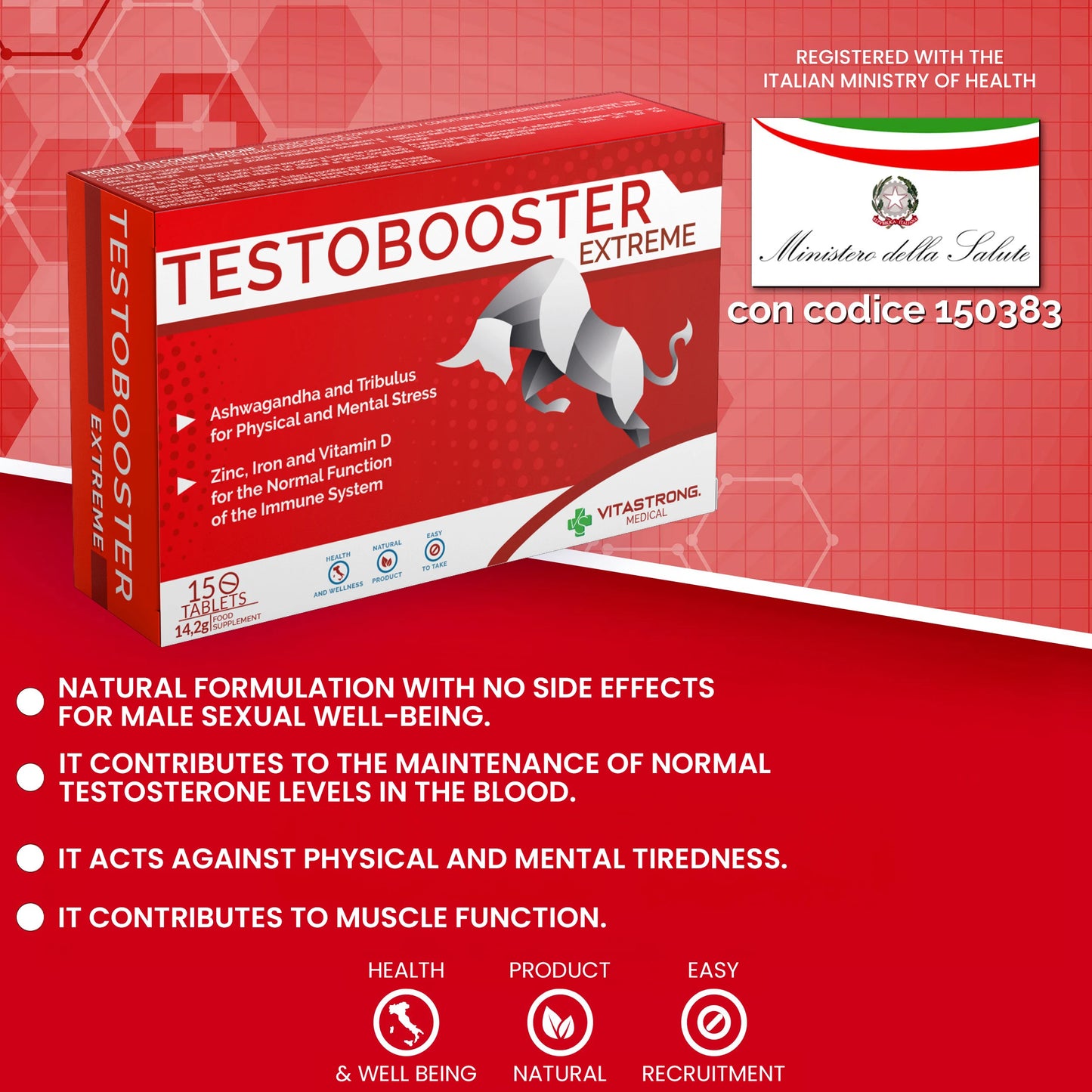 Testobooster Extreme Man Supplement By Vitastrong 100 Percent Natural Pocket Pack For Enhanced Performance And Vitality by Beauty Bae