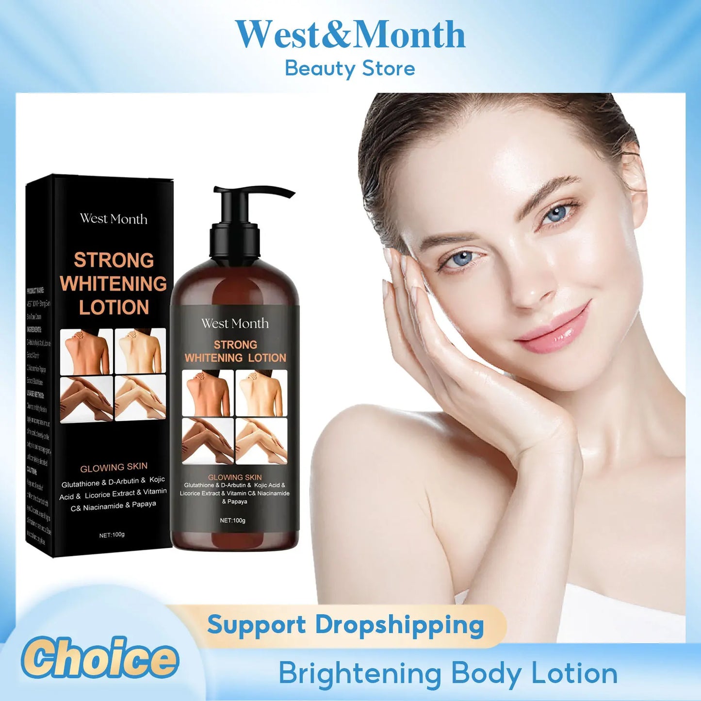 West Month Whitening Body Cream Nourishing Moisturizing For Knees Elbows Thighs Dark Skin Whitening Melanin Reduction by Beauty Bae