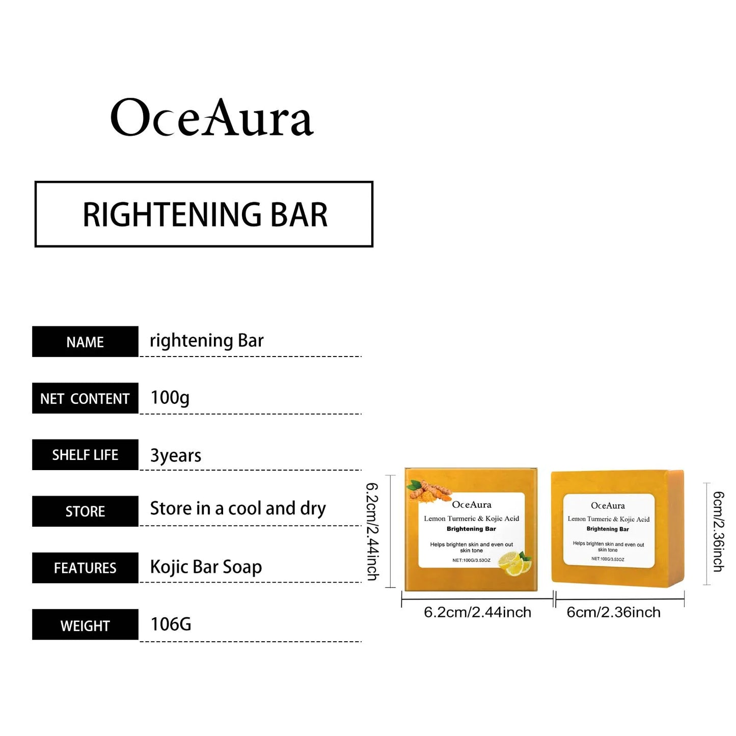 Turmeric Kojic Lemon Soap 100g - Beauty Bae