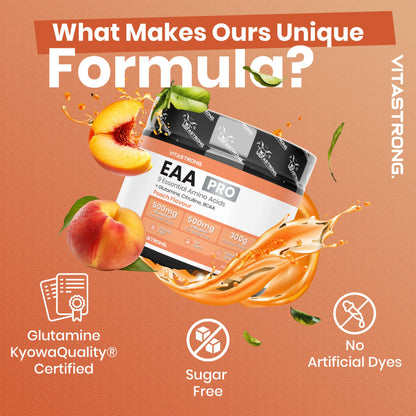 VITASTRONG Essential Amino Acids EAA Pro Powder Peach Flavor 9 Essential Amino Acids 300g by Beauty Bae