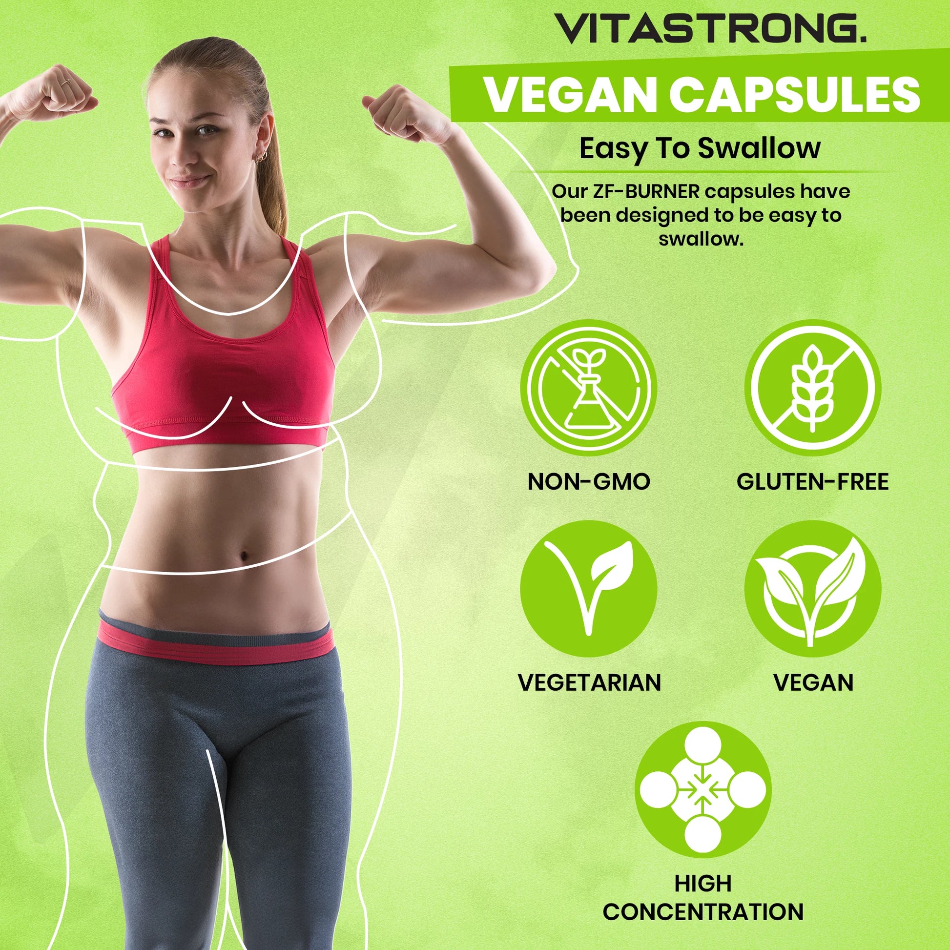 VITASTRONG ZF Fat Burner Capsules Thermogenic Support For Men And Women With Rhodiola Rosea Caffeine Niacin Iodine by Beauty Bae