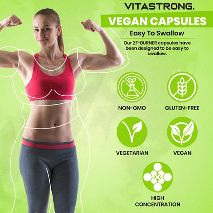 VITASTRONG ZF Fat Burner Capsules Thermogenic Support For Men And Women With Rhodiola Rosea Caffeine Niacin Iodine by Beauty Bae