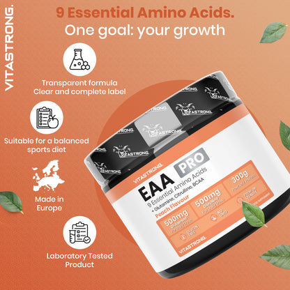 VITASTRONG Essential Amino Acids EAA Pro Powder Peach Flavor 9 Essential Amino Acids 300g by Beauty Bae