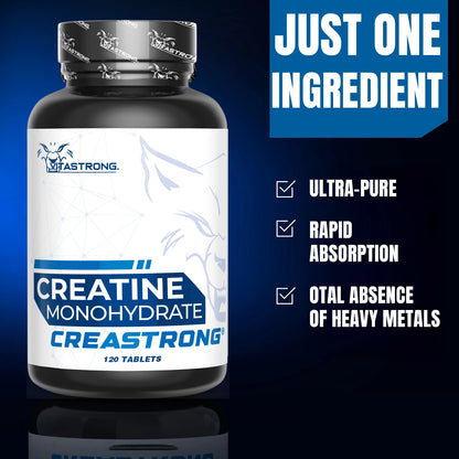 Vitastrong Creatine Monohydrate Tablets 3000 Mg GMO Free 120 Count For Pre Intra And Post Workout by Beauty Bae