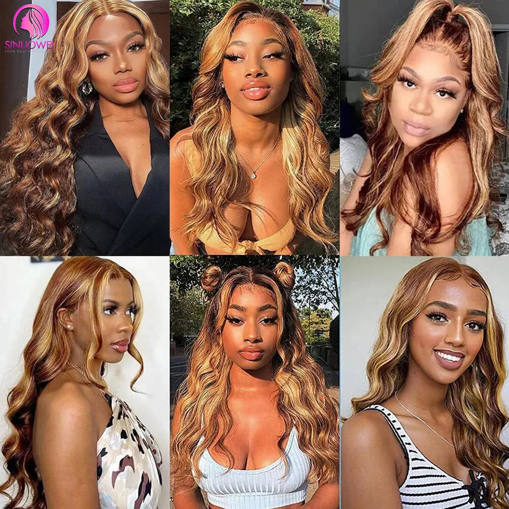 30 32 Inch Highlight Body Wave 100 Percent Brazilian Remy Human Hair Bundles P4 27 Honey Brown by Beauty Bae