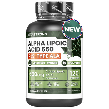 Vitastrong Alpha Lipoic Acid With Zinc 650mg Vegan Gluten Free 120 Capsules Type R And S Blend No GMOs by Beauty Bae