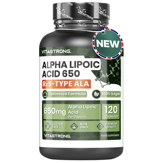 Vitastrong Alpha Lipoic Acid With Zinc 650mg Vegan Gluten Free 120 Capsules Type R And S Blend No GMOs by Beauty Bae