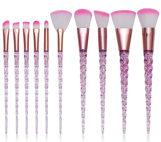 10pc Crystal Makeup Brush Set
