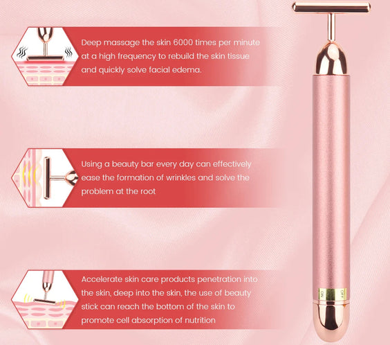 24K Gold Vibrating Face Lifter- Anti-Agir Facial Massager.