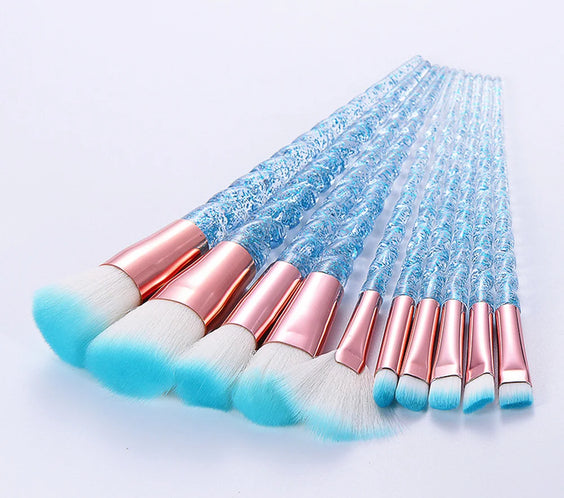 10pc Crystal Makeup Brush Set