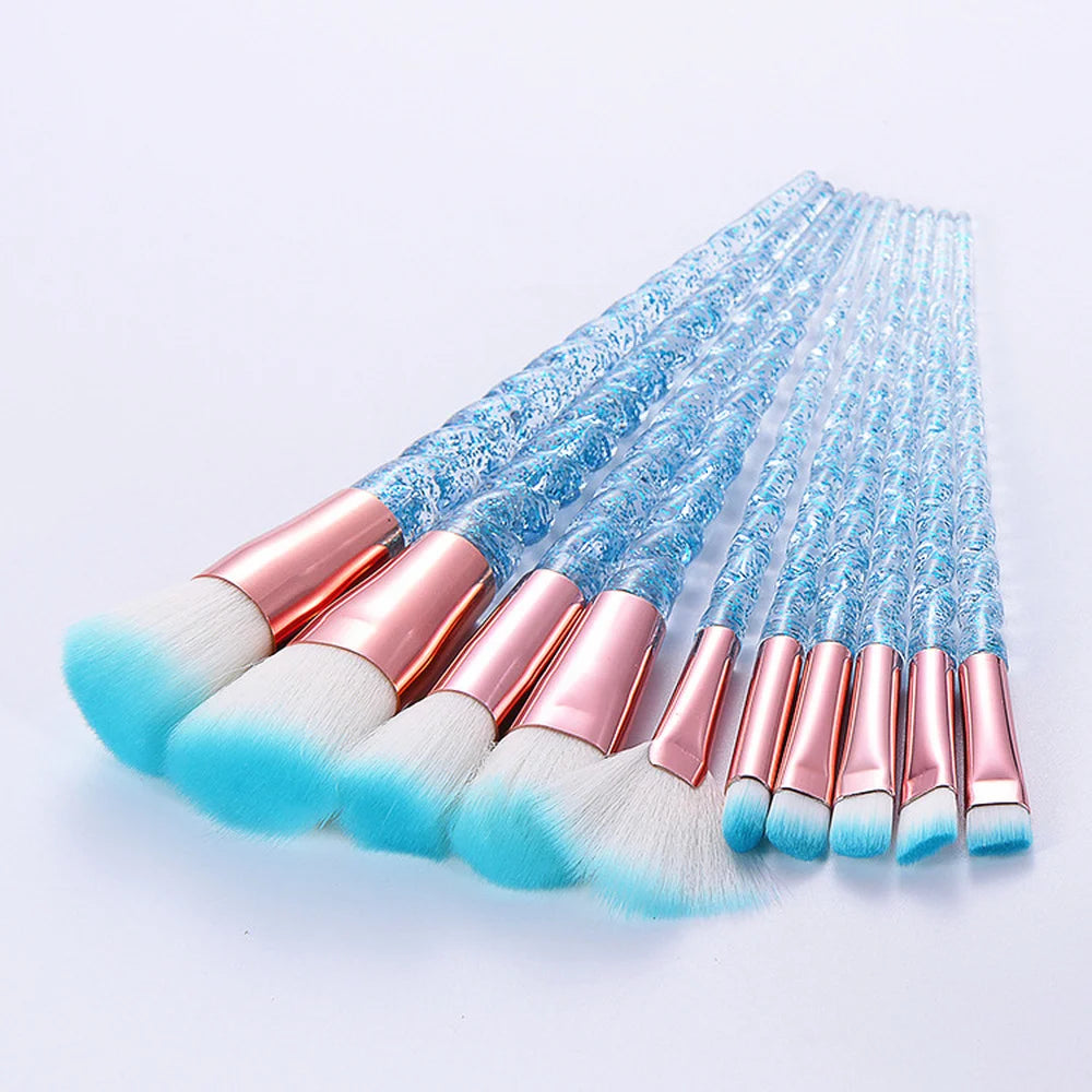 10pc Crystal Makeup Brush Set