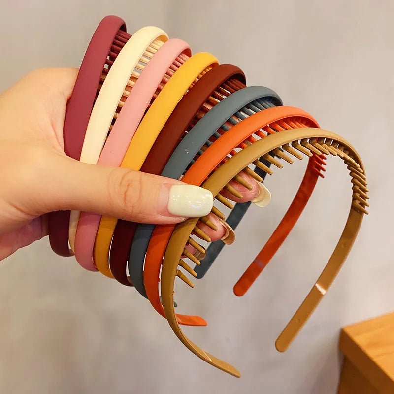 Women Colorful Matte Toothed Headbands For Casual Outdoor Hair Accessories Fashionable Everyday Wear by Beauty Bae