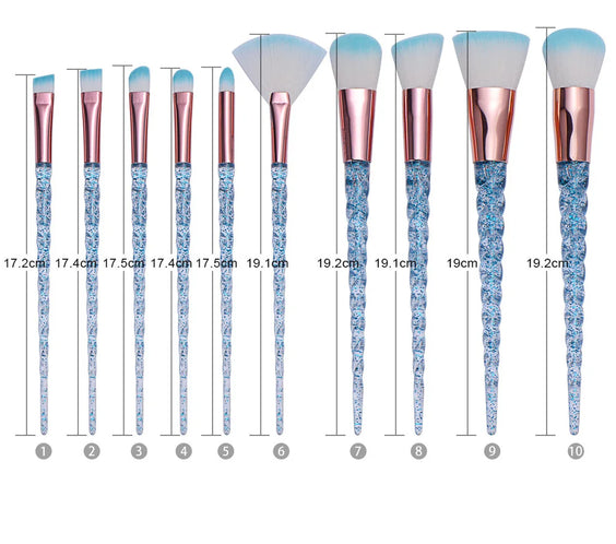 10pc Crystal Makeup Brush Set