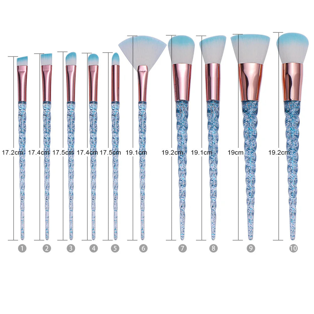 10pc Crystal Makeup Brush Set