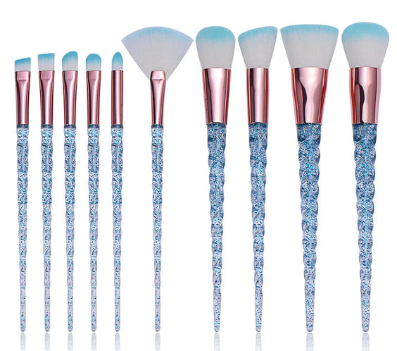 10pc Crystal Makeup Brush Set