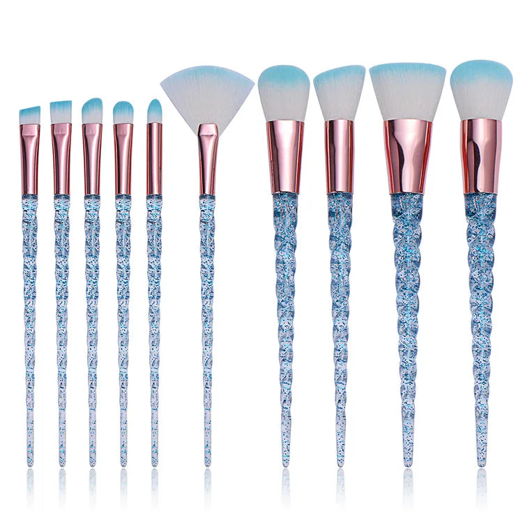 10pc Crystal Makeup Brush Set