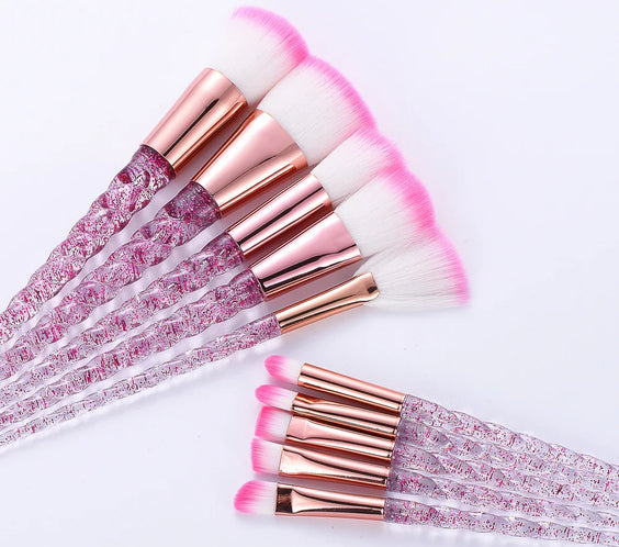 10pc Crystal Makeup Brush Set