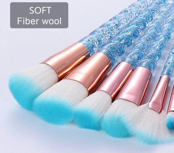 10pc Crystal Makeup Brush Set