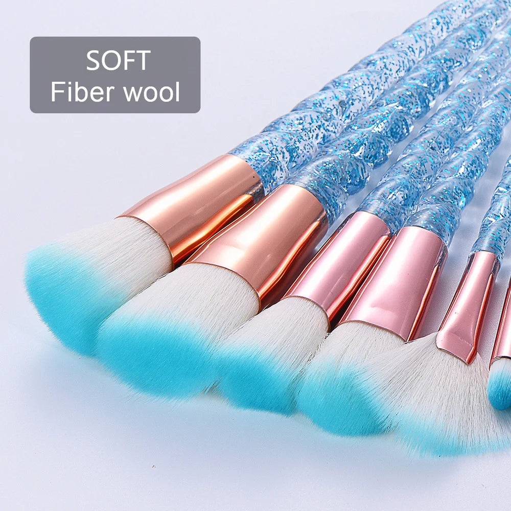 10pc Crystal Makeup Brush Set