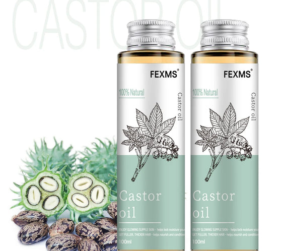 Cold Pressed Castor Oil bottle labeled 100% pure cold-pressed hexane-free preservative-free vegan cruelty-free