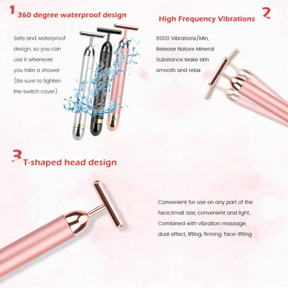 24K Gold Vibrating Face Lifter- Anti-Agir Facial Massager.