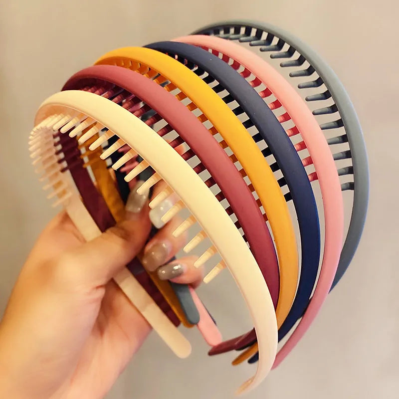 Women Colorful Matte Toothed Headbands For Casual Outdoor Hair Accessories Fashionable Everyday Wear by Beauty Bae