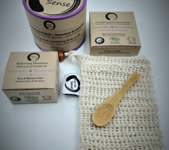 Organic Certified Solid Soap - Lavender & Rosemary with Lavender flowers 90g.