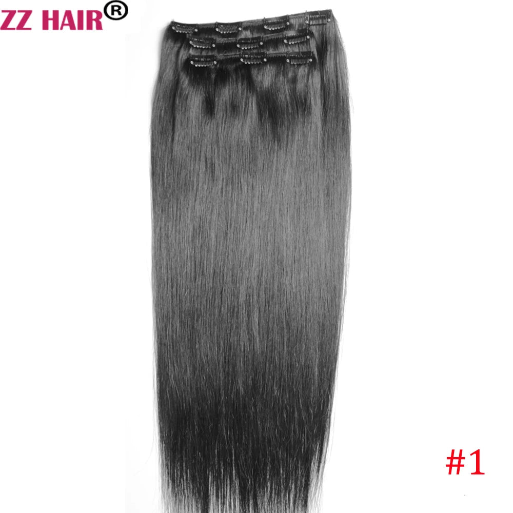 ZZHAIR 100 Percent Brazilian Remy Human Hair Clip In Extensions Natural Straight 16 To 26 Inches 3 Pcs Set 100g To 200g by Beauty Bae