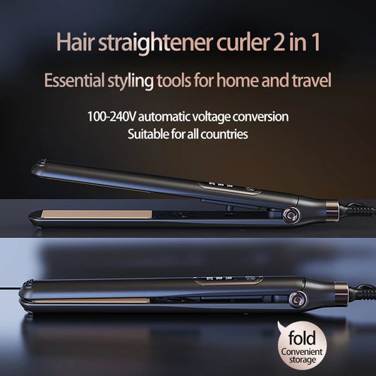 10s Hair Straightener Brush with tourmaline ceramic plates three temp settings 165°C 185°C 210°C and 360° swivel cord