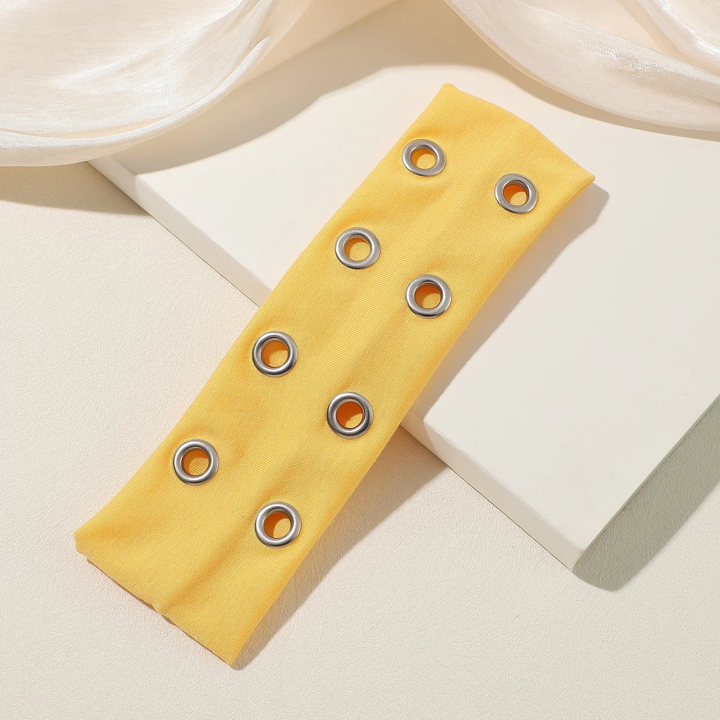 Y2K Hollowed Out Wide Elastic Headband Eyelets Punk Rock Grunge Headwrap Stretchy Headband Women Hair Accessories by Beauty Bae