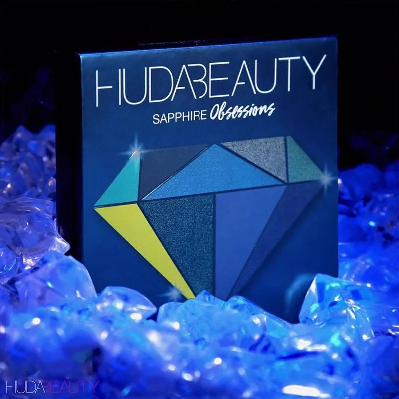 Huda Beauty 9 Color Diamond Amethyst Ruby Red Gold Eye Shadow Palette Matte Shimmer Eyeshadow Glitter Makeup by Beauty Bae