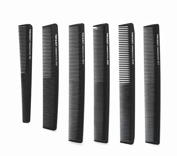Ultra-Thin Flat Barber Comb slim plastic flat teeth glossy finish six sizes corrosion-resistant for precise parting and fades