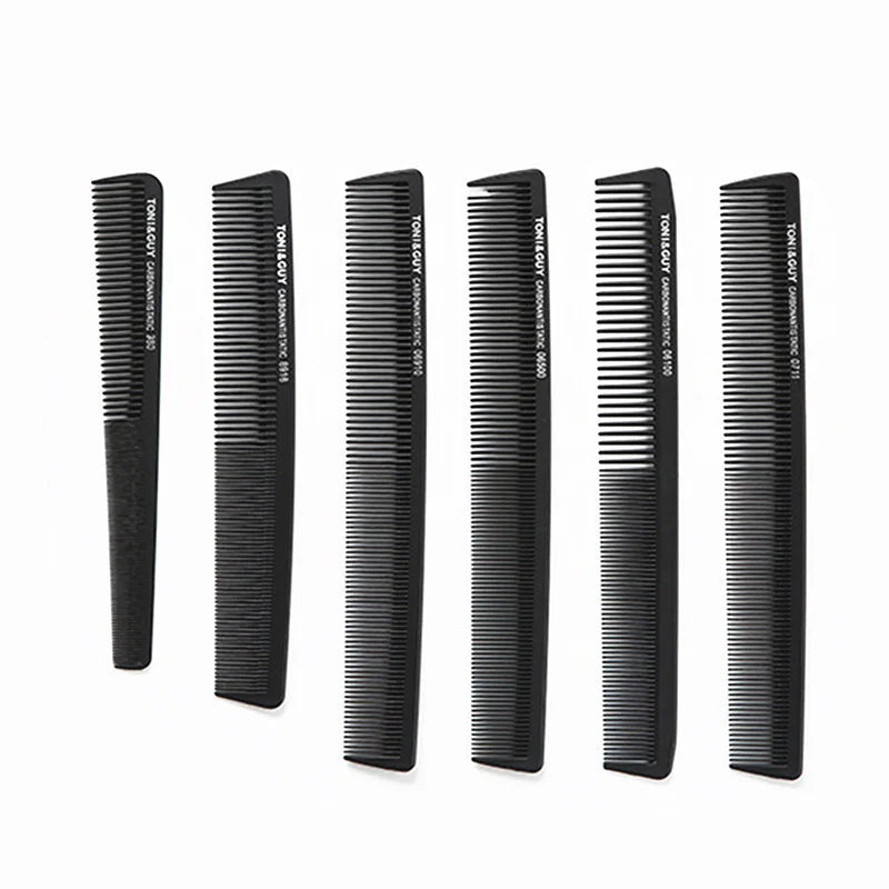 Ultra-Thin Flat Barber Comb slim plastic flat teeth glossy finish six sizes corrosion-resistant for precise parting and fades