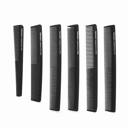 Ultra-Thin Flat Barber Comb slim plastic flat teeth glossy finish six sizes corrosion-resistant for precise parting and fades