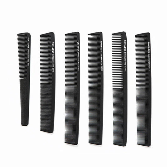 Ultra-Thin Flat Barber Comb slim plastic flat teeth glossy finish six sizes corrosion-resistant for precise parting and fades