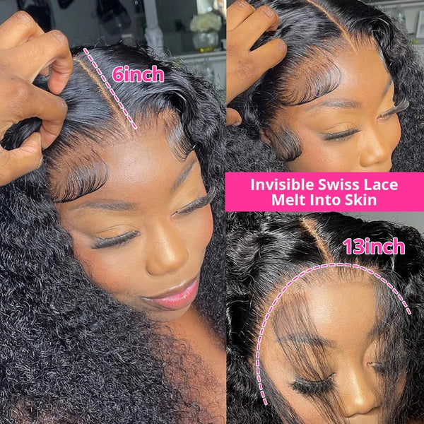 250 Density Water Wave 13x6 HD Transparent Lace Deep Wave Frontal Wig Pre Plucked 100 Percent Human Hair for Black Women by Beauty Bae